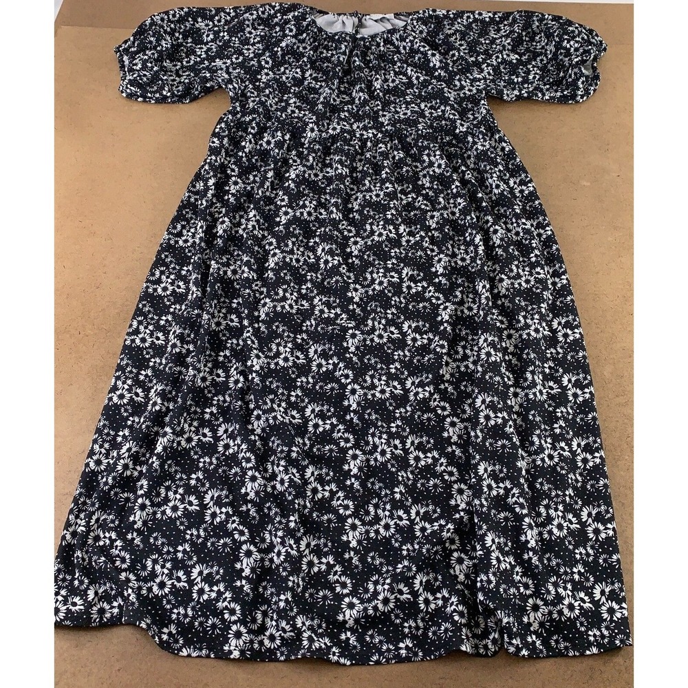ASOS Curve Women's Size 14 Black White Floral Print Short Sleeve Midi Dress New